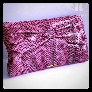 Miu Miu Leather Clutch w Python Finish
